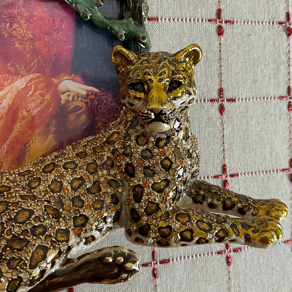Stunning! Large Jay Strongwater Enamel Swarovski Leopard Panther Picture Frame - Picture 8 of 13